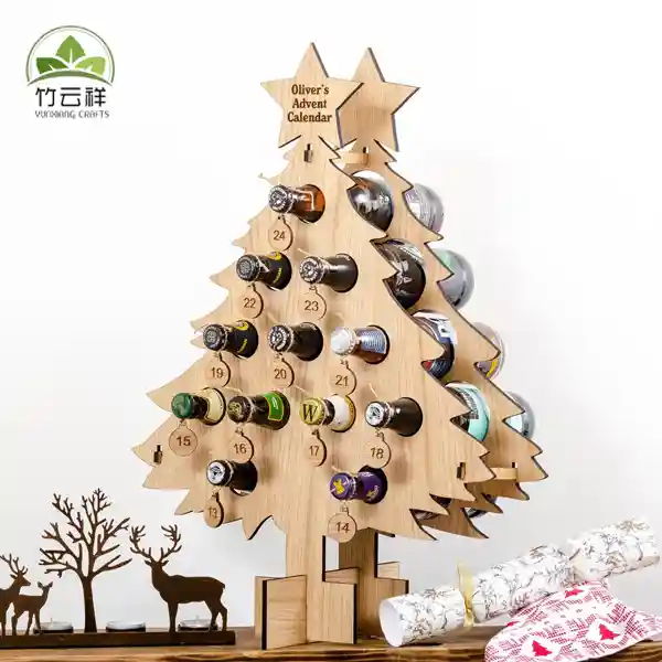 Wooden Christmas Tree Wine Rack